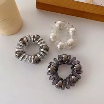 3 ШТЭлегантный и простой стиль, смелая и не повреждающая волосы повязка на голову, высокая эластичность, женская резинка для волос, телефонный шнур, жемчуг