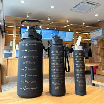 3 штуки Большая емкость Бутылка для воды Градиент цвета Прозрачная бутылка для напитков для спорта на открытом воздухе Фитнес