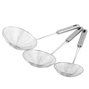 3 Size Set Stainless Steel Colander Household Noodle Dumpling Hot Pot Filter Screen Pearl Line Drain Large Fried Strainer Skims