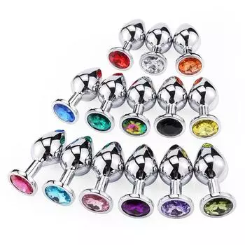 3 Sizes Anal Plug Stainless Steel Butt Plug For Women Colored Crystal Anal Plug Stimulator Anal Sex Toys For Couples Sex Shop