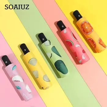 3 складной автоматический зонтик с фруктами и УФ-защитой от дождя от солнца