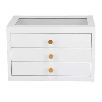 3-слойная деревянная шкатулка для хранения ювелирных изделий с 3 ящиками для колец, браслетов, ожерелий, держатель GiftWhite белый