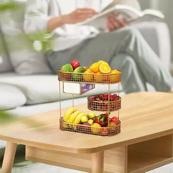 3-слойная корзина для фруктов, хлеба, овощей, многоцелевой держатель для железных мисок для столовой белый