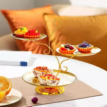 3-слойная подставка для кексов, десертная тарелка из нержавеющей стали, сервировка десертов на вечеринке M