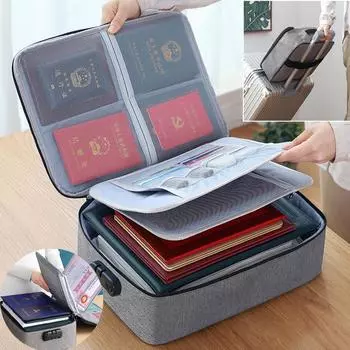 3-слойная сумка для документов с паролем, водонепроницаемый органайзер для файлов сертификатов, деловая дорожная сумка, сумка для хранения багажа, чемодан, дорожная сумка, сумка синий