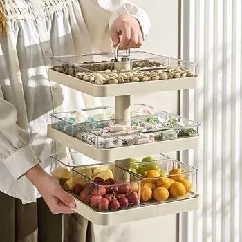 3-слойная тарелка для стола, разделенная на тарелки, многофункциональная высококачественная тарелка для сухофруктов, подставка для хранения фруктов, вращающаяся коробка для закусок и конфет белый