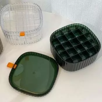 3-слойная зеленая прозрачная пластиковая квадратная шкатулка для драгоценностей с отделениями, коробка для упаковки ювелирных изделий, ожерелье, коробка для хранения сережек зелёный