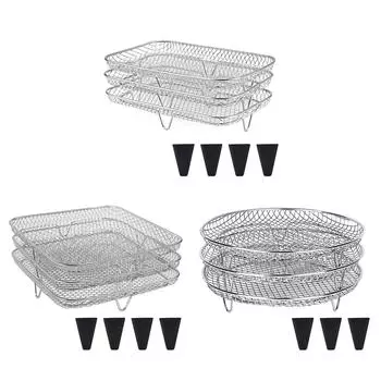 3-слойные стойки для гриля для барбекю, антикоррозийная штабелируемая стойка для выпечки, кухонный аксессуар Square