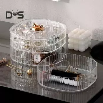 3-слойный акриловый органайзер для ювелирных изделий, большая емкость, прозрачный пылезащитный контейнер для хранения сережек, колец, ожерелий чистый