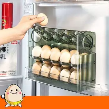 3-слойный большой вместительный держатель для яиц для холодильника, складной держатель для яиц на боковой двери холодильника, дизайн Flip, 30 яиц