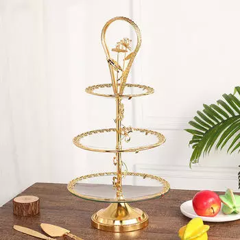 3-слойный фруктовый поднос для десертов, прочный, простой в использовании, портативный, надежный, для торта