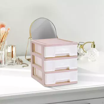 3-слойный настольный ящик для хранения вещей, экономящий место органайзер для стола Косметика розовый