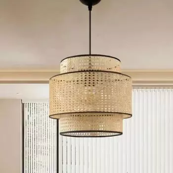 3-слойный натуральный Хазеран, подвесной светильник из ротанга, люстра, спальня, гостиная, кухня, прихожая