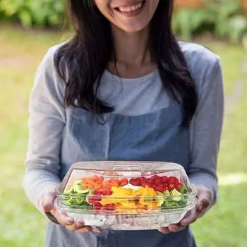 3-слойный сервировочный поднос с крышкой, охлажденные льдом блюда для вечеринок, прозрачный набор банкетных подносов, сервировочный поднос для закусок для еды, фруктов, свадеб, в помещении, на открытом воздухе A