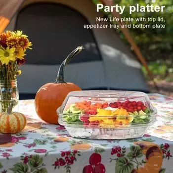 3-слойный сервировочный поднос с крышкой, охлажденные льдом блюда для вечеринок, прозрачный набор банкетных подносов, сервировочный поднос для закусок для еды, фруктов, свадеб, в помещении, на открытом воздухе