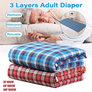 3-слойный тканевый подгузник для взрослых и пожилых людей, матовый многоразовый подгузник для недержания мочи 70*90CM красный