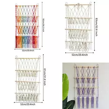 3 слоя плюшевых игрушек в стиле бохо, сетчатый карман для хранения игрушек, настенный держатель для игрушек, украшение для детской комнаты, украшение для книги
