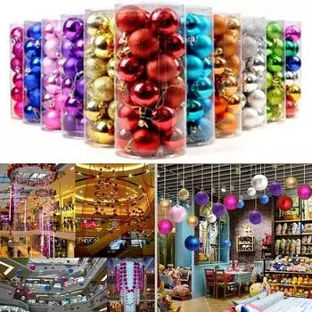 3 см 24 шт., рождественские блестящие шары, рождественские елки, подвесные украшения, украшения для свадебной вечеринки золотой