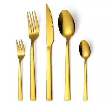 3 см нержавеющая сталь столовый нож вилка ложка набор золотой нож для стейка YSH-36-5PS золотой