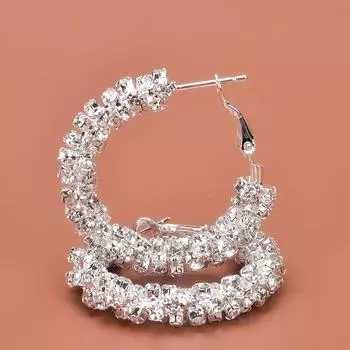 3 см полные серьги-кольца со стразами изящные украшения для вечеринки праздничный подарок для женщин 3cm