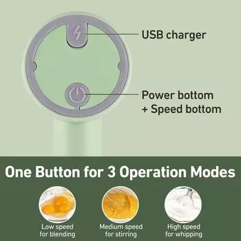 3-Speed Electric Hand Mixer, Handheld With Whisks Beater, Kitchen Cake Blender For Prep Baking Supplies Eggbeater белый