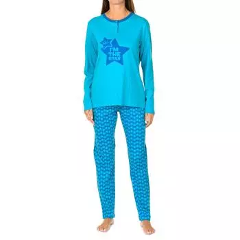 Женская зимняя пижама интерлок с длинными рукавами и 3 звездами KL45154, Женские пижамы, одежда для дома, одежда для сна
