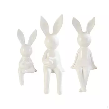 3 статуи семейства кроликов, фигурки животных, настольный дисплей, украшение, центральная домашняя скульптура Argent