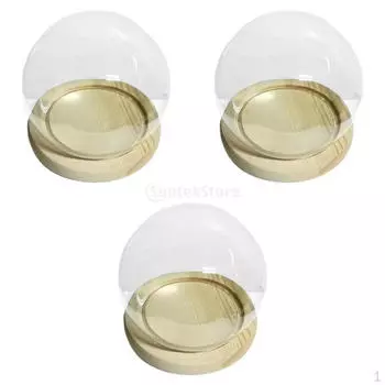 3 стеклянных витрины, колпак, колпак, купольная крышка, деревянная консервация цветов