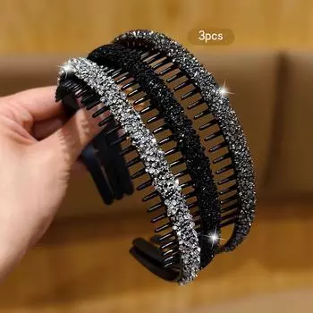 3 страза корейская версия с зубчатой противоскользящей повязкой на голову, высококачественный аксессуар для волос, подходящий для повседневного использования