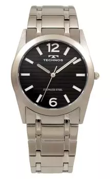 3-стрелочные часы T9C15SB Серебристые [Technos] Мужские чёрный