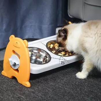 3-ступенчатая регулируемая миска для собак, съемная, защищающая шейный отдел позвоночника, кормушка для собак, встроенная миска для кормления и воды, аксессуары для домашних животных