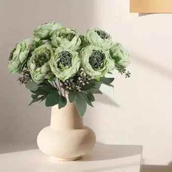 3 связки искусственных пионов, винтажные пионы, искусственные цветы, букеты, искусственные пионы из шелка со стеблями для свадебного стола, домашнего декора для невесты 3 Bunches белый