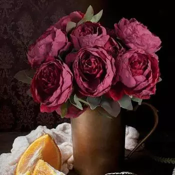 3 связки шелковых искусственных пионов со стеблями Винтажные пионы Искусственные цветы Букеты Искусственные пионы для свадебного стола Домашний декор Невеста 3 Bunches белый