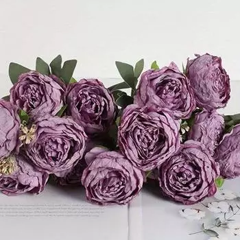 3 связки шелковых пионовВинтажные пионыБукеты искусственных цветовПоддельные пионыИскусственные пионы со стеблями для свадебного столаДомашний декор для невесты 3 Bunches белый