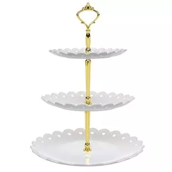 3 Tier Cupcake Stand Tray 13.8in Height Space Saving Lightweight Dessert Tower Display Holder for белый
