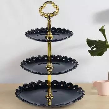 3 Tier Plastic Cake Stand Afternoon Tea Cake Stand Wedding Cake Plates Party Tableware Cake Shop Three Layer Cake Rack синий