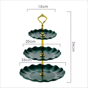 3 Tier Round Serving Trays Plastic Party Cake Stand and Cupcake Holder Fruits Dessert Display Plate Table Decoration for Christm красный
