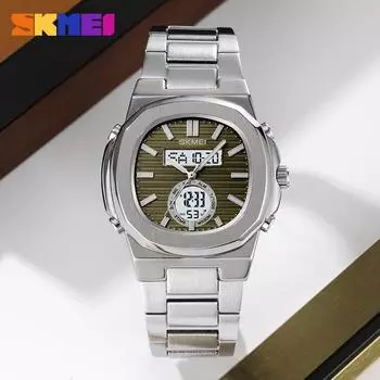 3 Time Light Date Водонепроницаемые наручные часы Relogio Masculino Мужские спортивные часы Модные повседневные деловые кварцевые цифровые часы серебряный