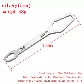 3 to 17 Silvery Multifunctional Double End Box Wrench Hexagon Double End Solid Wrench Screw and Nut Tool with Various Diameters 3-17mm
