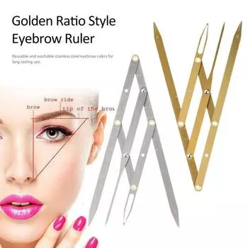 3-точечная линейка для татуировок бровей, весы для татуировок, балансировочная линейка из нержавеющей стали, мини-штангенциркуль с золотым сечением золотистый