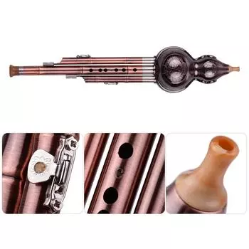 3-тональная флейта C-Key Hulusi Gourd Cucurbit, алюминий с медными трубками, традиционная китайская традиция разноцветный