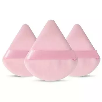 3 треугольных пуховки для пудры, мягкие и удобные, подходят для рассыпчатой пудры и пудры для тела, для сухого и влажного нанесения, инструмент для макияжа, косметический инструмент розовый