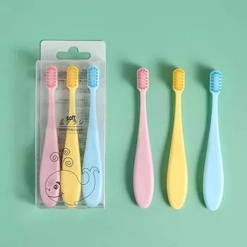 3-упаковка мягких зубных щеток для детей 2-6 лет, цвета макарон, маленькие головки 3 Pack