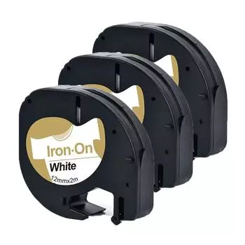 3 упаковки, 12 мм * 2 м, 18769, тканевая клейкая лента для этикеток, совместимая с лентой Dymo Letratag для принтера этикеток Dymo LT-100H LT-100T Fabric Iron-on Label