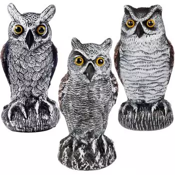 3 упаковки чучела для птиц, искусственная приманка для рогатой совы, пластиковые средства отпугивания птиц для совы, уличное украшение на Хэллоуин, средство от вредителей природы