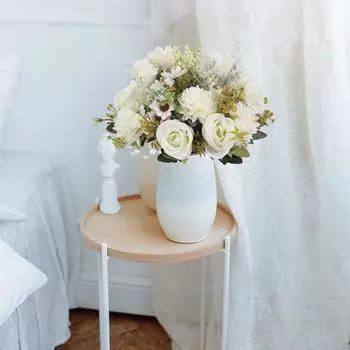 3 упаковки искусственных цветов, искусственные розы, шелковые букеты гортензий, цветы из ткани с маргаритками для фермерского дома, свадебного стола в стиле бохо, украшение в центре стола розовый