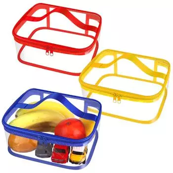 3 упаковки прозрачных сумок для хранения игрушек 9,1 X 6,7 X 3,9 дюйма ПВХ сумки для хранения игрушек с застежкой-молнией водонепроницаемые многоразовые сумки для организации игрушек бежевый