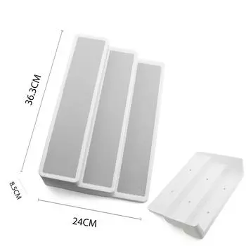 3-уровневая бутылка для хранения, пластиковый поднос для столовых приборов, столовые приборы, приправа, нескользящий органайзер для хранения кухонных ящиков, столовых приборов 1pcs белый/серый