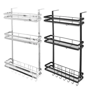 3-уровневая стойка для хранения на холодильнике, многофункциональная полка для холодильника, подвесной держатель на боковой стенке, кухонный органайзер для приправ, подвесная полка серебряный