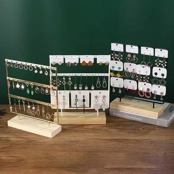 3-уровневый держатель для сережек с 72 отверстиями, металлический 3-слойный органайзер для хранения ювелирных изделий, деревянная подставка, подставка для ушей, подставка для ушей, подарок 27*30CM